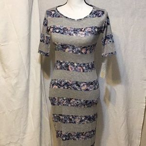 NWT Lularoe Julia Xxs gray and floral stripe